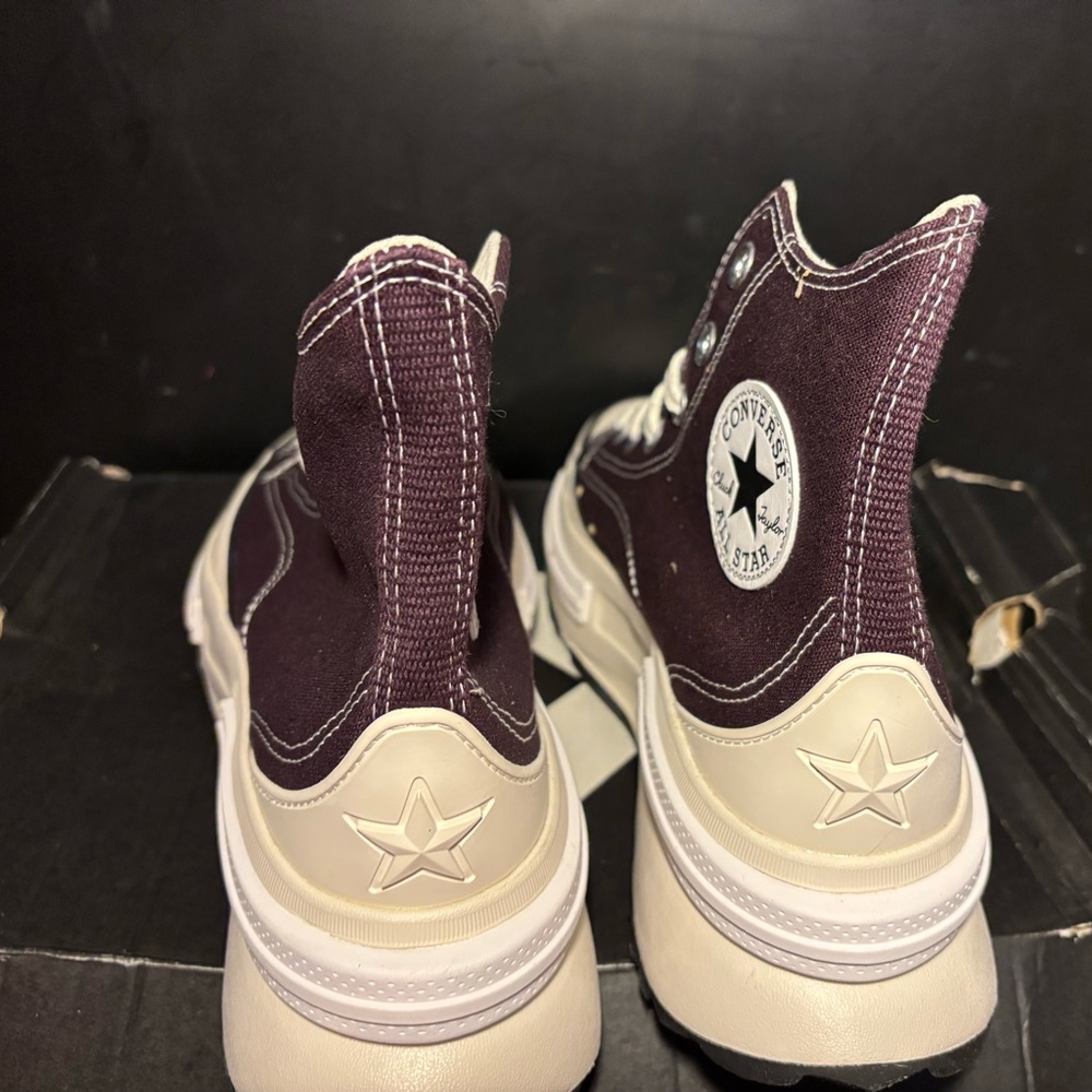 Converse High-Top Sneakers in Dark Brown and Cream - Picture 3 of 4